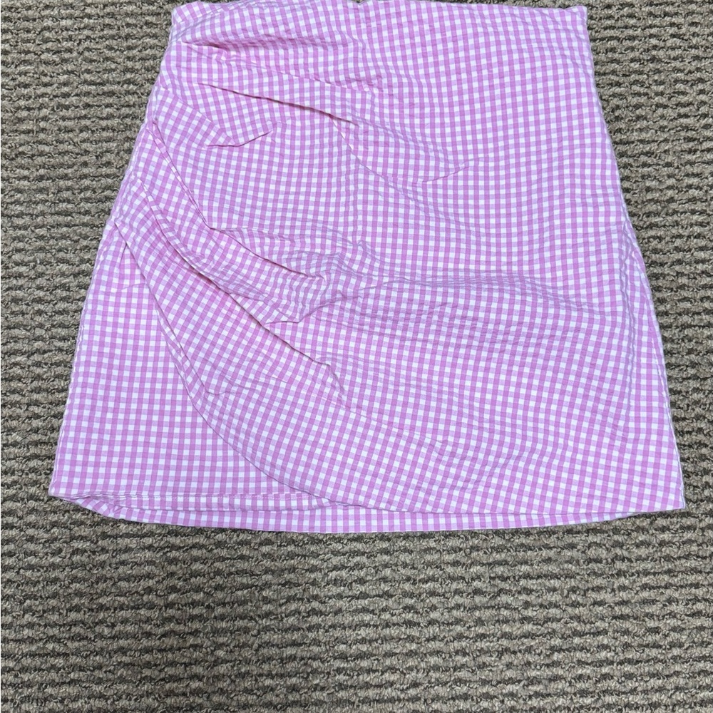 Zara Pink Gingham Pencil Skirt